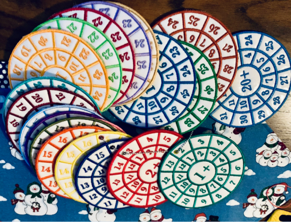 Addition Wheels 1 - 10: A Playful Embroidery Design for Personalized Gifts
