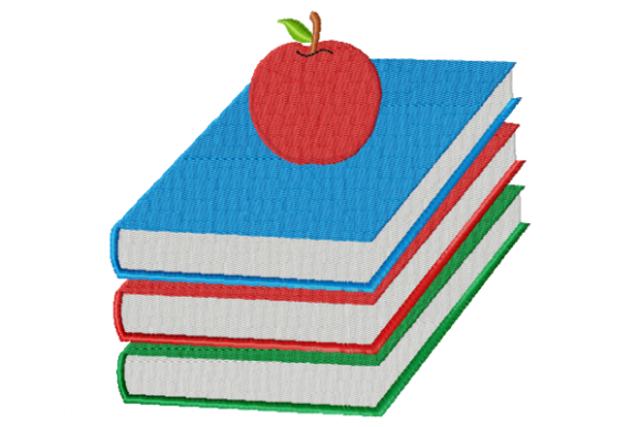 Books and Apple: A Versatile Embroidery Design for Boutique Sweatshirts
