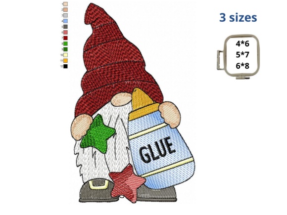 School Gnome with Glue: A Charming Embroidery Design for Personalized Gifts